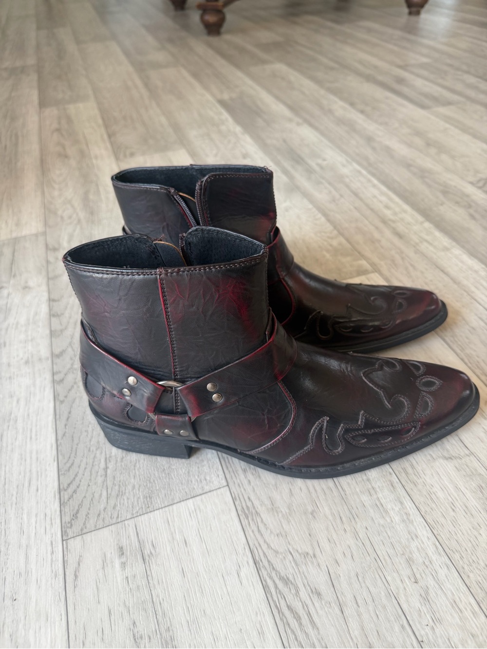 Amali Dark Burgundy Leather Ankle Boot